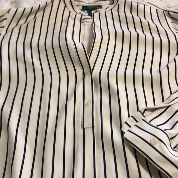 Lauren Ralph Lauren Cream and Black Striped Blouse - Picture 3 of 4